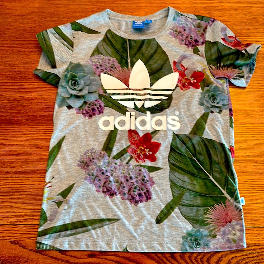 Adidas floral tee size small
